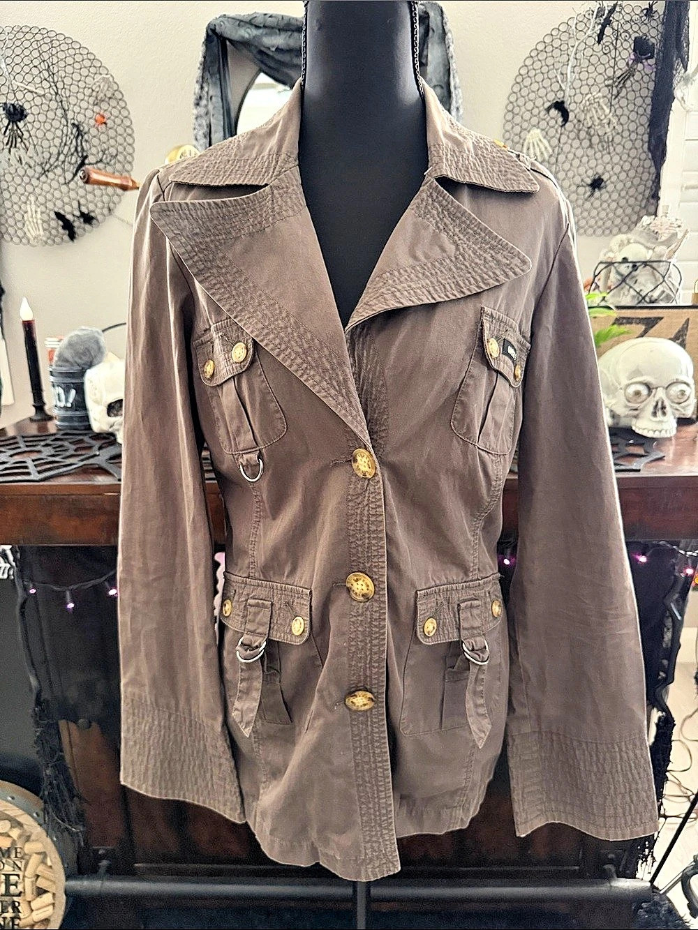 Vintage GUESS Utility Military Field Jacket in Army Green